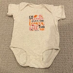 Rabbit Skins Cream Baby Bodysuit with Fall Design